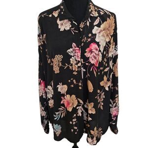 Johnny Was Womens Taos Button Down Floral Shirt Blouse Small